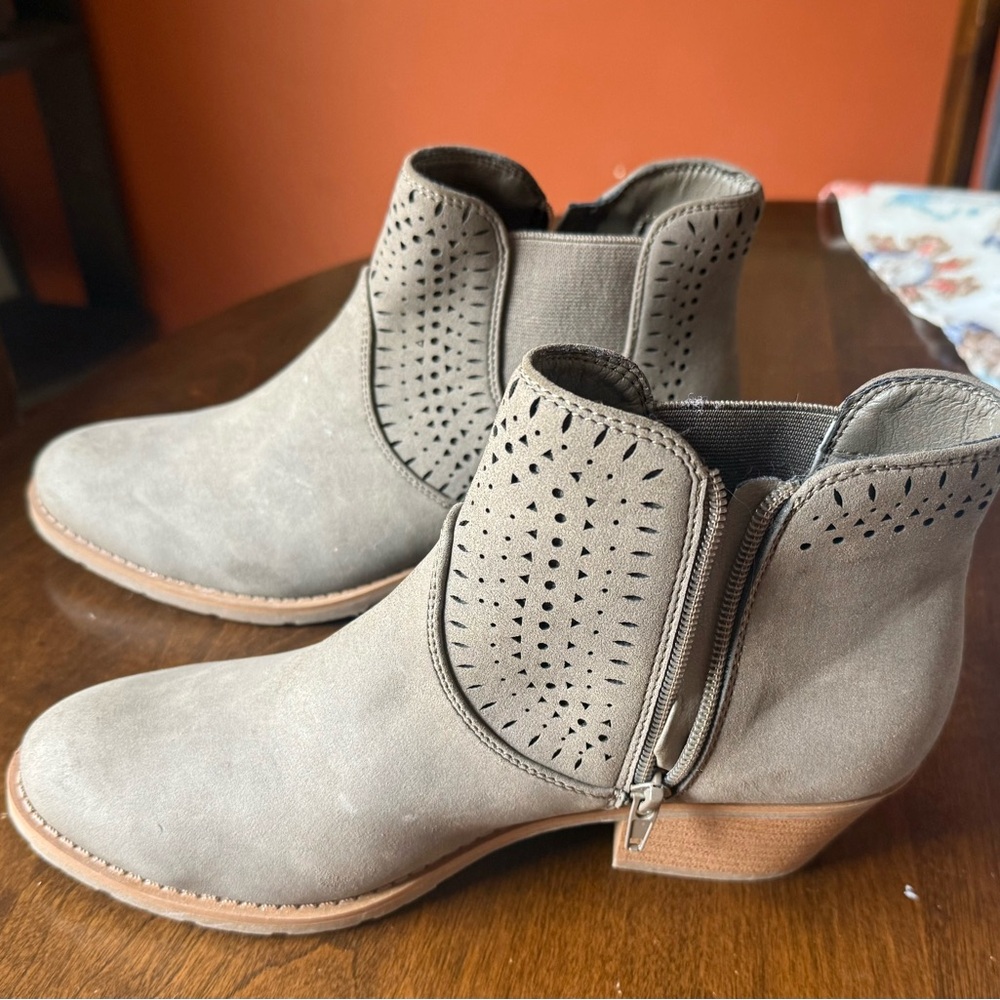 Taupe Perforated Ankle Boots - Women